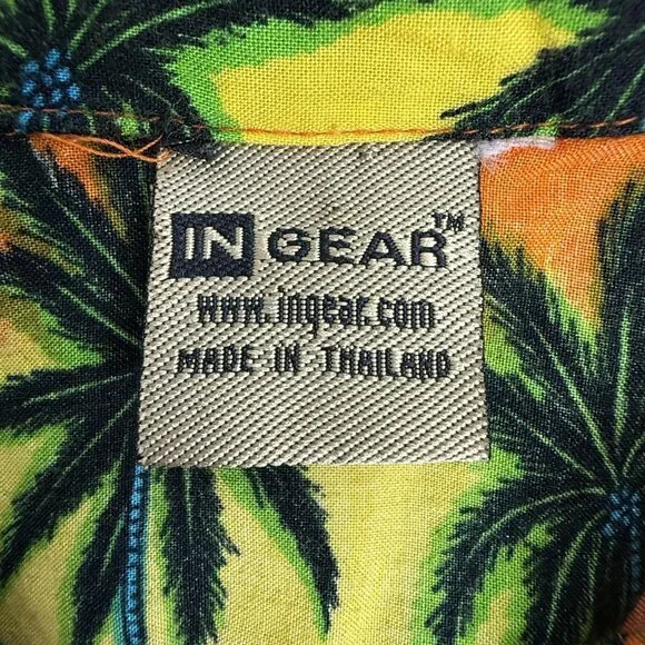 In Gear VTG Hawaiian Shirt Mens M Resort Orange Palms Sunglasses Beach Rayon - Picture 3 of 7
